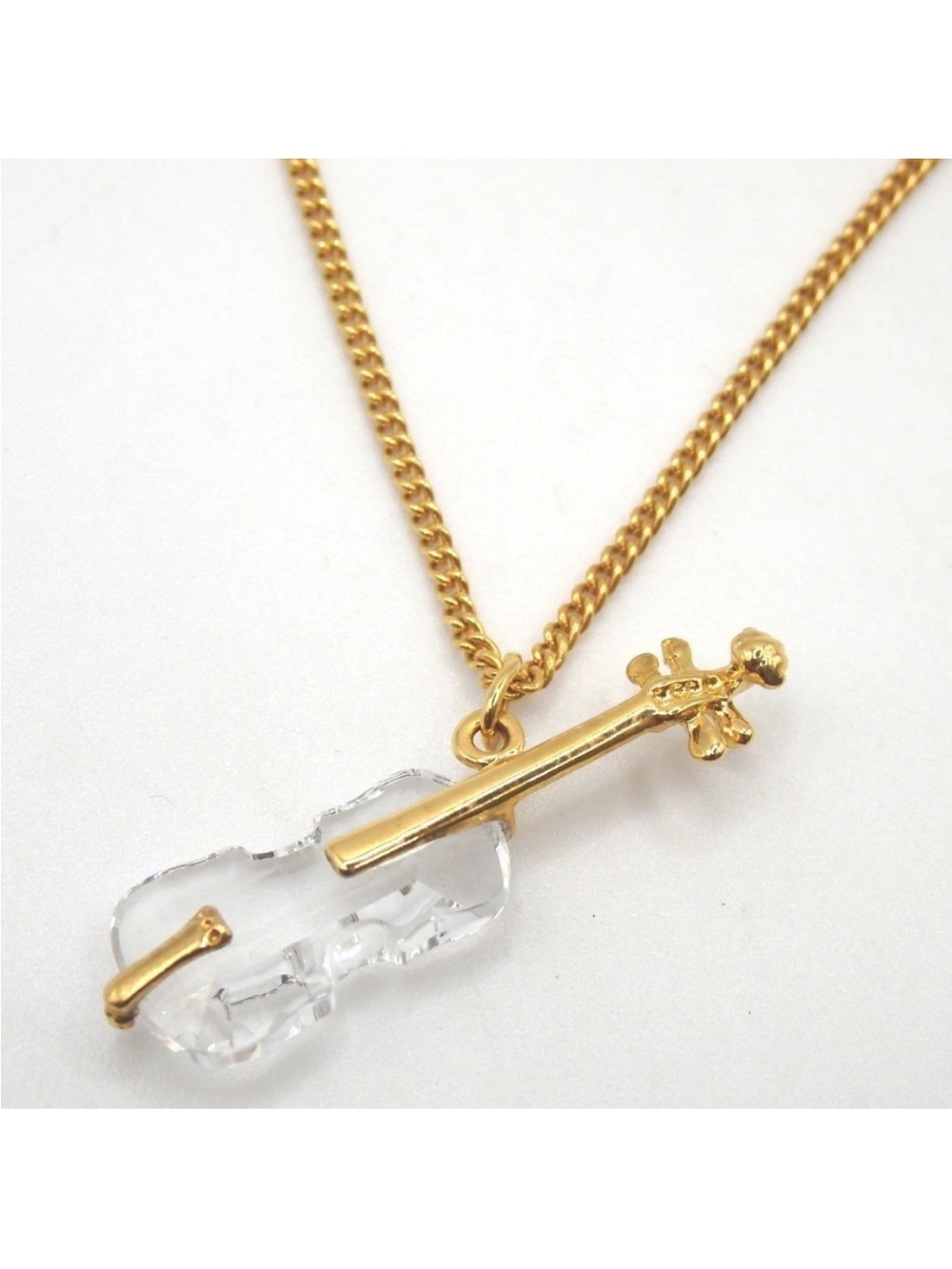 SWAROVSKI Crystal Violin Pendant Necklace - Clear/Gold